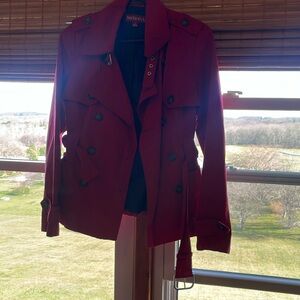 Merona a small red trench rain sexy jacket